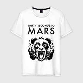 Мужская футболка хлопок с принтом Thirty Seconds to Mars   rock panda , 100% хлопок | прямой крой, круглый вырез горловины, длина до линии бедер, слегка спущенное плечо. | 