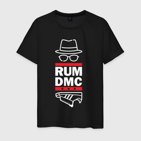 Мужская футболка хлопок с принтом Rum DMC в Санкт-Петербурге, 100% хлопок | прямой крой, круглый вырез горловины, длина до линии бедер, слегка спущенное плечо. | Тематика изображения на принте: 