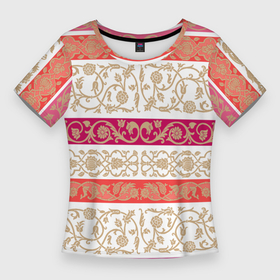 Женская футболка 3D Slim с принтом Узоры русского Ренессанса ,  |  | 