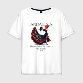 Мужская футболка хлопок Oversize с принтом Фламенко Испания Севилья фестиваль в Тюмени, 100% хлопок | свободный крой, круглый ворот, “спинка” длиннее передней части | Тематика изображения на принте: 