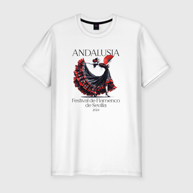 Мужская футболка хлопок Slim с принтом Фламенко Испания Севилья фестиваль в Тюмени, 92% хлопок, 8% лайкра | приталенный силуэт, круглый вырез ворота, длина до линии бедра, короткий рукав | 