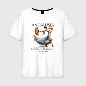 Мужская футболка хлопок Oversize с принтом Фламенко Испания Севилья фестиваль в Тюмени, 100% хлопок | свободный крой, круглый ворот, “спинка” длиннее передней части | Тематика изображения на принте: 
