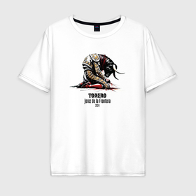 Мужская футболка хлопок Oversize с принтом Коррида Испания Херес фестиваль в Белгороде, 100% хлопок | свободный крой, круглый ворот, “спинка” длиннее передней части | 