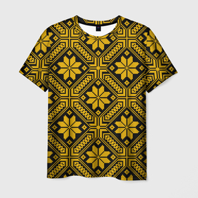 Мужская футболка 3D с принтом Славянский орнамент с оберегом алатырь , 100% полиэфир | прямой крой, круглый вырез горловины, длина до линии бедер | 