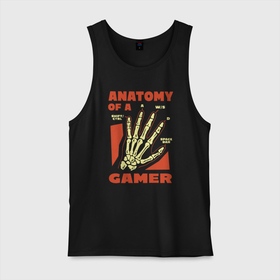 Мужская майка хлопок с принтом Anatomy of a gamer skeleton of a hand в Кировске, 100% хлопок |  | 