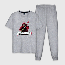 Мужская пижама хлопок с принтом Ninja warriors в Тюмени, 100% хлопок | брюки и футболка прямого кроя, без карманов, на брюках мягкая резинка на поясе и по низу штанин
 | Тематика изображения на принте: 
