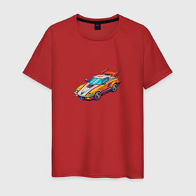 Мужская футболка хлопок с принтом Игрушечный   гоночный автомобиль в Тюмени, 100% хлопок | прямой крой, круглый вырез горловины, длина до линии бедер, слегка спущенное плечо. | 