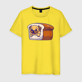 Мужская футболка хлопок с принтом Bread dog в Новосибирске, 100% хлопок | прямой крой, круглый вырез горловины, длина до линии бедер, слегка спущенное плечо. | 