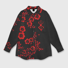 Мужская рубашка oversize 3D с принтом Клеймо жертвы из аниме Берсерк   красные цветы в Кировске,  |  | Тематика изображения на принте: 