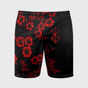 Мужские шорты спортивные с принтом Клеймо жертвы из аниме Берсерк   красные цветы в Кировске,  |  | 