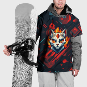 Накидка на куртку 3D с принтом Логотип огненного кота , 100% полиэстер |  | Тематика изображения на принте: 