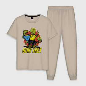 Мужская пижама хлопок с принтом Star T rex в Курске, 100% хлопок | брюки и футболка прямого кроя, без карманов, на брюках мягкая резинка на поясе и по низу штанин
 | Тематика изображения на принте: 