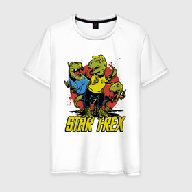 Мужская футболка хлопок с принтом Star T rex в Курске, 100% хлопок | прямой крой, круглый вырез горловины, длина до линии бедер, слегка спущенное плечо. | Тематика изображения на принте: 