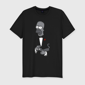 Мужская футболка хлопок Slim с принтом Homer godfather в Новосибирске, 92% хлопок, 8% лайкра | приталенный силуэт, круглый вырез ворота, длина до линии бедра, короткий рукав | Тематика изображения на принте: 