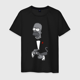 Мужская футболка хлопок с принтом Homer godfather в Белгороде, 100% хлопок | прямой крой, круглый вырез горловины, длина до линии бедер, слегка спущенное плечо. | 