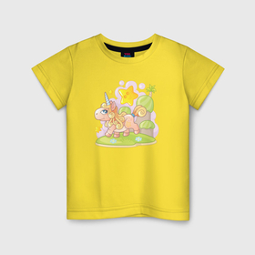 Детская футболка хлопок с принтом Забавный пони единорог в Тюмени, 100% хлопок | круглый вырез горловины, полуприлегающий силуэт, длина до линии бедер | 