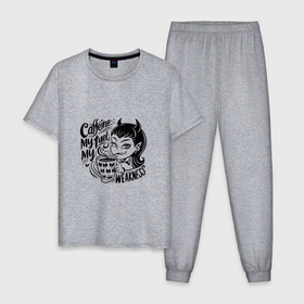 Мужская пижама хлопок с принтом Арт Кофеин: мое топливо в Рязани, 100% хлопок | брюки и футболка прямого кроя, без карманов, на брюках мягкая резинка на поясе и по низу штанин
 | 
