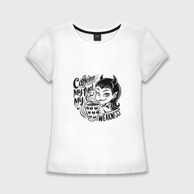 Женская футболка хлопок Slim с принтом Арт Кофеин: мое топливо в Тюмени,  |  | Тематика изображения на принте: 