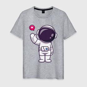 Мужская футболка хлопок с принтом Hello spaceman в Петрозаводске, 100% хлопок | прямой крой, круглый вырез горловины, длина до линии бедер, слегка спущенное плечо. | 
