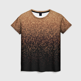 Женская футболка 3D с принтом Градиент мозаика медно чёрный в Санкт-Петербурге, 100% полиэфир ( синтетическое хлопкоподобное полотно) | прямой крой, круглый вырез горловины, длина до линии бедер | 