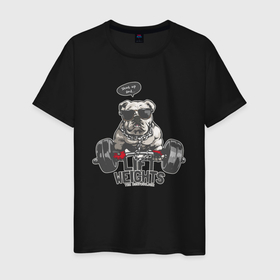 Мужская футболка хлопок с принтом Пес   бодибилдер в Петрозаводске, 100% хлопок | прямой крой, круглый вырез горловины, длина до линии бедер, слегка спущенное плечо. | 
