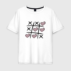 Мужская футболка хлопок Oversize с принтом Любовь   игра крестики сердечки в Екатеринбурге, 100% хлопок | свободный крой, круглый ворот, “спинка” длиннее передней части | 