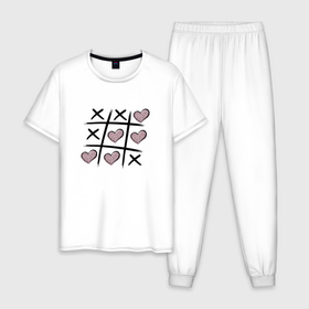 Мужская пижама хлопок с принтом Любовь   игра крестики сердечки в Екатеринбурге, 100% хлопок | брюки и футболка прямого кроя, без карманов, на брюках мягкая резинка на поясе и по низу штанин
 | 