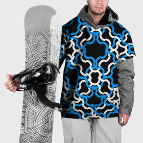 Накидка на куртку 3D с принтом Сине белые полосы на чёрном фоне в Тюмени, 100% полиэстер |  | Тематика изображения на принте: 