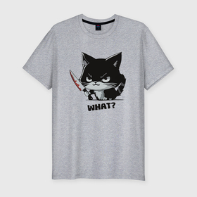 Мужская футболка хлопок Slim с принтом What cat murderous в Санкт-Петербурге, 92% хлопок, 8% лайкра | приталенный силуэт, круглый вырез ворота, длина до линии бедра, короткий рукав | 