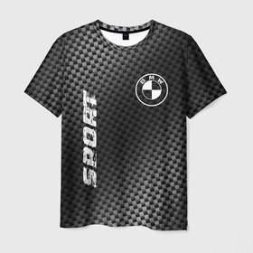 Мужская футболка 3D с принтом BMW sport carbon , 100% полиэфир | прямой крой, круглый вырез горловины, длина до линии бедер | Тематика изображения на принте: 