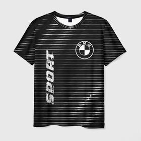 Мужская футболка 3D с принтом BMW sport metal в Курске, 100% полиэфир | прямой крой, круглый вырез горловины, длина до линии бедер | 
