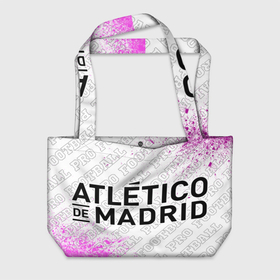 Пляжная сумка 3D с принтом Atletico Madrid pro football по горизонтали в Новосибирске, 100% полиэстер | застегивается на металлическую кнопку; внутренний карман застегивается на молнию. Стенки укреплены специальным мягким материалом, чтобы защитить содержимое от несильных ударов
 | 