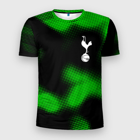 Мужская футболка 3D Slim с принтом Tottenham sport halftone в Тюмени, 100% полиэстер с улучшенными характеристиками | приталенный силуэт, круглая горловина, широкие плечи, сужается к линии бедра | Тематика изображения на принте: 