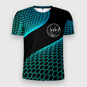 Мужская футболка 3D Slim с принтом Porto football net в Екатеринбурге, 100% полиэстер с улучшенными характеристиками | приталенный силуэт, круглая горловина, широкие плечи, сужается к линии бедра | 