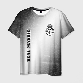 Мужская футболка 3D с принтом Real Madrid sport на светлом фоне вертикально в Тюмени, 100% полиэфир | прямой крой, круглый вырез горловины, длина до линии бедер | 