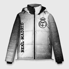 Мужская зимняя куртка 3D с принтом Real Madrid sport на светлом фоне вертикально в Санкт-Петербурге, верх — 100% полиэстер; подкладка — 100% полиэстер; утеплитель — 100% полиэстер | длина ниже бедра, свободный силуэт Оверсайз. Есть воротник-стойка, отстегивающийся капюшон и ветрозащитная планка. 

Боковые карманы с листочкой на кнопках и внутренний карман на молнии. | Тематика изображения на принте: 