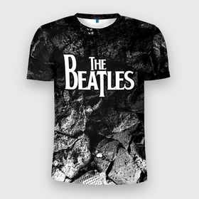 Мужская футболка 3D Slim с принтом The Beatles black graphite в Курске, 100% полиэстер с улучшенными характеристиками | приталенный силуэт, круглая горловина, широкие плечи, сужается к линии бедра | 