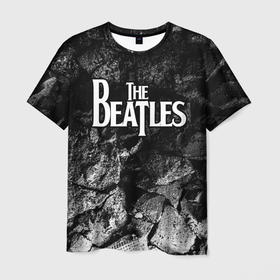 Мужская футболка 3D с принтом The Beatles black graphite в Курске, 100% полиэфир | прямой крой, круглый вырез горловины, длина до линии бедер | 