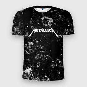 Мужская футболка 3D Slim с принтом Metallica black ice в Тюмени, 100% полиэстер с улучшенными характеристиками | приталенный силуэт, круглая горловина, широкие плечи, сужается к линии бедра | 