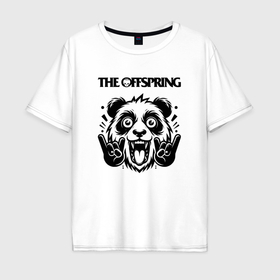 Мужская футболка хлопок Oversize с принтом The Offspring   rock panda в Кировске, 100% хлопок | свободный крой, круглый ворот, “спинка” длиннее передней части | 