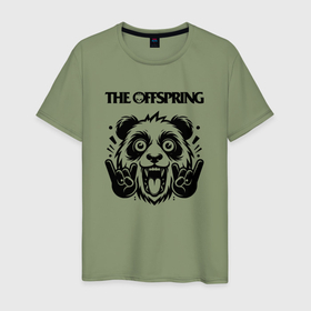 Мужская футболка хлопок с принтом The Offspring   rock panda в Екатеринбурге, 100% хлопок | прямой крой, круглый вырез горловины, длина до линии бедер, слегка спущенное плечо. | 