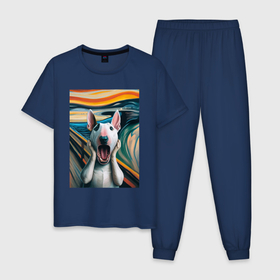 Мужская пижама хлопок с принтом Булли в картине крик   нейросеть в Курске, 100% хлопок | брюки и футболка прямого кроя, без карманов, на брюках мягкая резинка на поясе и по низу штанин
 | 