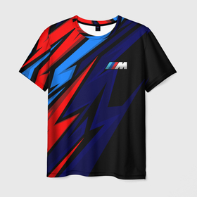 Мужская футболка 3D с принтом M power   цвета бмв , 100% полиэфир | прямой крой, круглый вырез горловины, длина до линии бедер | 