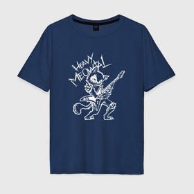 Мужская футболка хлопок Oversize с принтом Кот хеви метал в Тюмени, 100% хлопок | свободный крой, круглый ворот, “спинка” длиннее передней части | Тематика изображения на принте: 