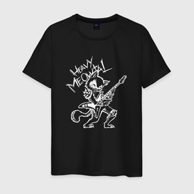 Мужская футболка хлопок с принтом Кот хеви метал в Тюмени, 100% хлопок | прямой крой, круглый вырез горловины, длина до линии бедер, слегка спущенное плечо. | 