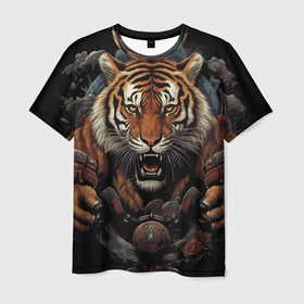 Мужская футболка 3D с принтом Муай Тай тигр в стойке  боевые искусства в Кировске, 100% полиэфир | прямой крой, круглый вырез горловины, длина до линии бедер | 