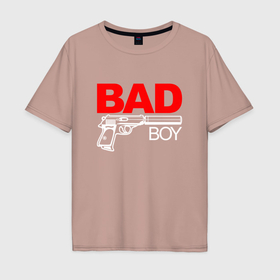 Мужская футболка хлопок Oversize с принтом Bad boy   with gun в Курске, 100% хлопок | свободный крой, круглый ворот, “спинка” длиннее передней части | Тематика изображения на принте: 