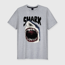 Мужская футболка хлопок Slim с принтом Пасть акулы арт в Курске, 92% хлопок, 8% лайкра | приталенный силуэт, круглый вырез ворота, длина до линии бедра, короткий рукав | 