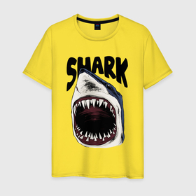 Мужская футболка хлопок с принтом Пасть акулы арт в Курске, 100% хлопок | прямой крой, круглый вырез горловины, длина до линии бедер, слегка спущенное плечо. | 
