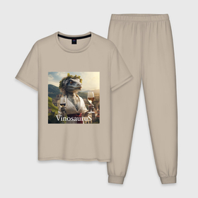 Мужская пижама хлопок с принтом Винозавра Балдежная   пивозавриха , 100% хлопок | брюки и футболка прямого кроя, без карманов, на брюках мягкая резинка на поясе и по низу штанин
 | 